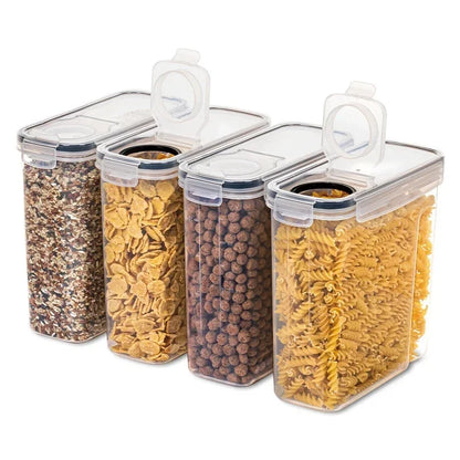 4-Piece Set of Large Airtight Rice Storage Containers Easy Pour Lids for Cereal and Food Storage Organizers