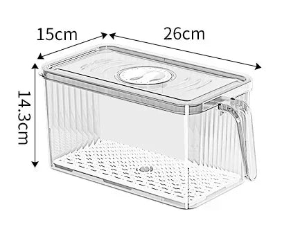 Stackable Refrigerator Storage Box with Lid, Capable of Storing Bread, Food, Vegetables, and Fruits，organizer box with handle