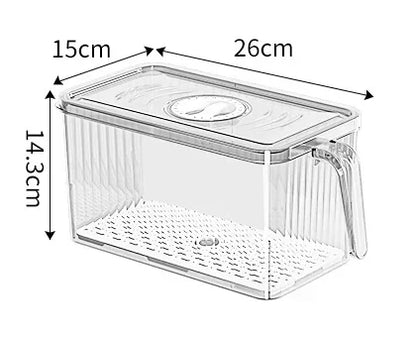 Stackable Refrigerator Storage Box with Lid, Capable of Storing Bread, Food, Vegetables, and Fruits，organizer box with handle