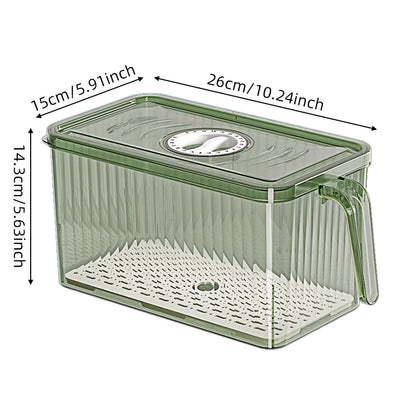Stackable Refrigerator Storage Box with Lid, Capable of Storing Bread, Food, Vegetables, and Fruits，organizer box with handle