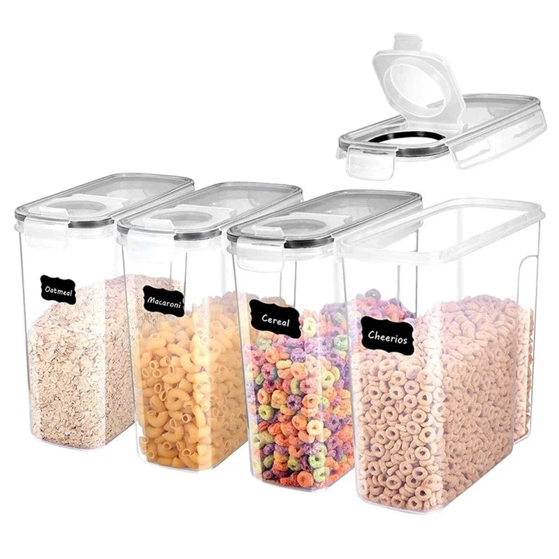 4-Piece Set of Large Airtight Rice Storage Containers Easy Pour Lids for Cereal and Food Storage Organizers