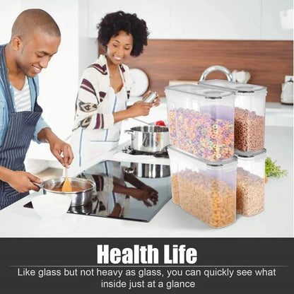 4-Piece Set of Large Airtight Rice Storage Containers Easy Pour Lids for Cereal and Food Storage Organizers