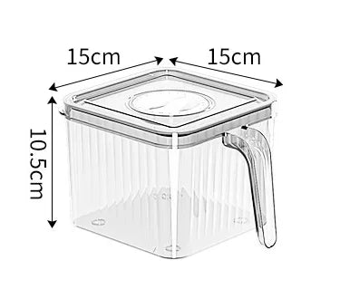 Stackable Refrigerator Storage Box with Lid, Capable of Storing Bread, Food, Vegetables, and Fruits，organizer box with handle