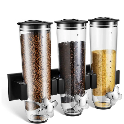 Wall Mount Triple Dry Cereal Grain Dispenser, Candy Dispenser For Pantry Food Storage Container Machine