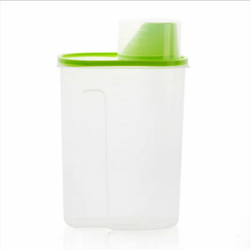 1Pc 1.9L Plastic Kitchen Rice Cereal Bean Dry Food Storage Dispenser Container Lid Sealed Box Storage Bottles Jar  Practical
