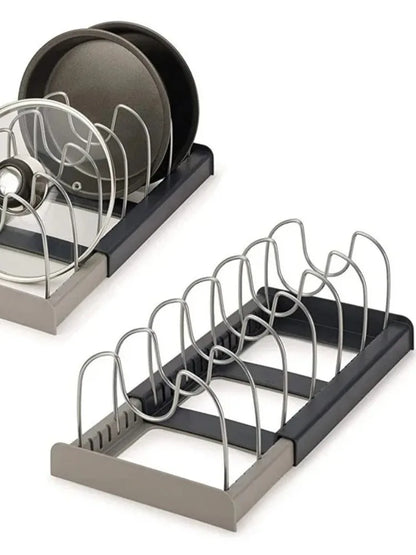 Kitchen Cabinet Organizers for Pots and Pans Expandable Stainless Steel Storage Rack Cutting Board Drying Cookware Shelf