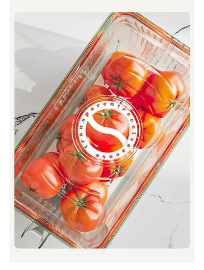 Stackable Refrigerator Storage Box with Lid, Capable of Storing Bread, Food, Vegetables, and Fruits，organizer box with handle